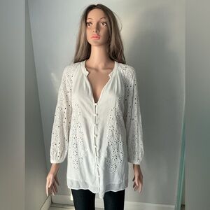 Johnny Was White Eyelet Blouse